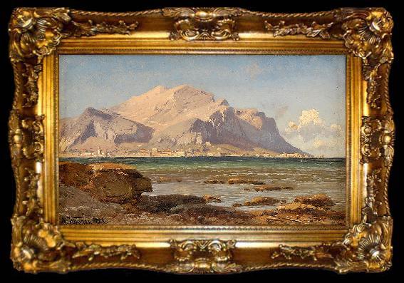 framed  Adalbert Waagen Bucht von Palermo mit Blick auf Monte Pellegrino, ta009-2